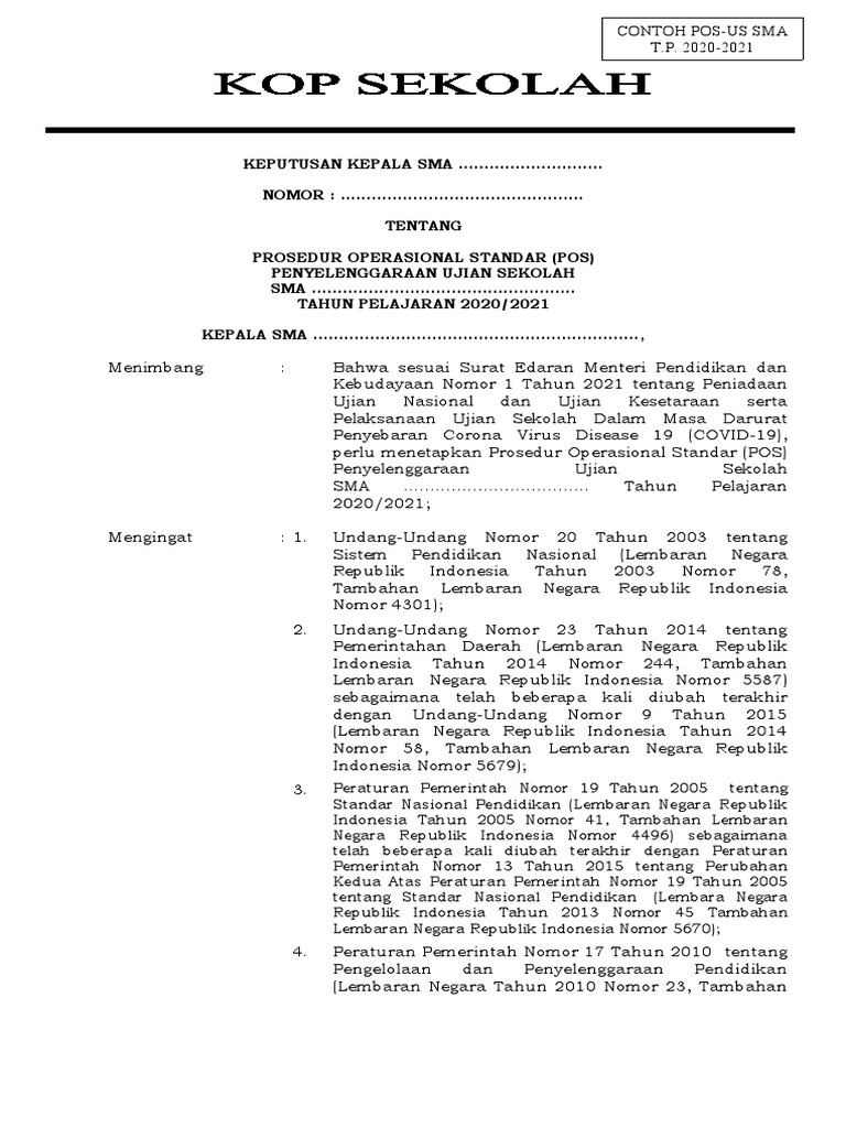Contoh Pos Us T.P 2020-2021 | PDF | Bisnis