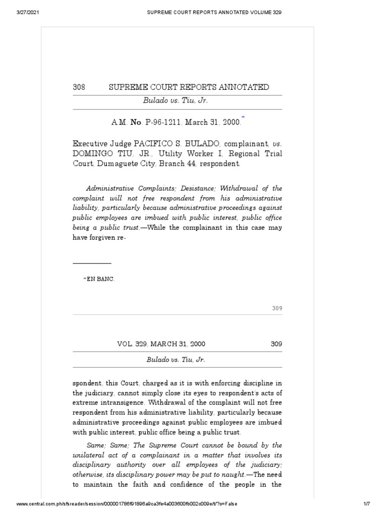 Bulado vs Tiu JR 329 SCRA 308 PDF Supreme Court Of India