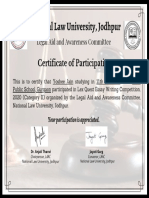 NLU Jodhpur LAAC Certificate for Lex Quest Essay Competition