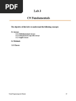 Lab 3 C# Fundamentals: The Objective of This Lab Is To Understand The Following Concepts: 3 1 Arrays