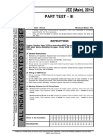 Aiits 2014 Part Test III Main Paper Question Paper Aiits PT III Main 2014