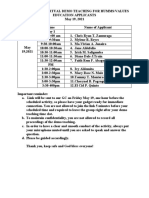 Schedule of Demo Teachingfor Humms