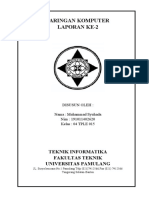 Jaringan Komputer Laporan Ke-2: Teknik Informatika Fakultas Teknik Universitas Pamulang