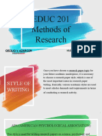EDUC 201 Methods of Research
