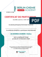 Certificat de Participare ACADEMIA DURERII Online