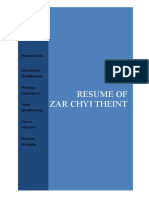 Resume of Zar Chyi Theint: Personal Data