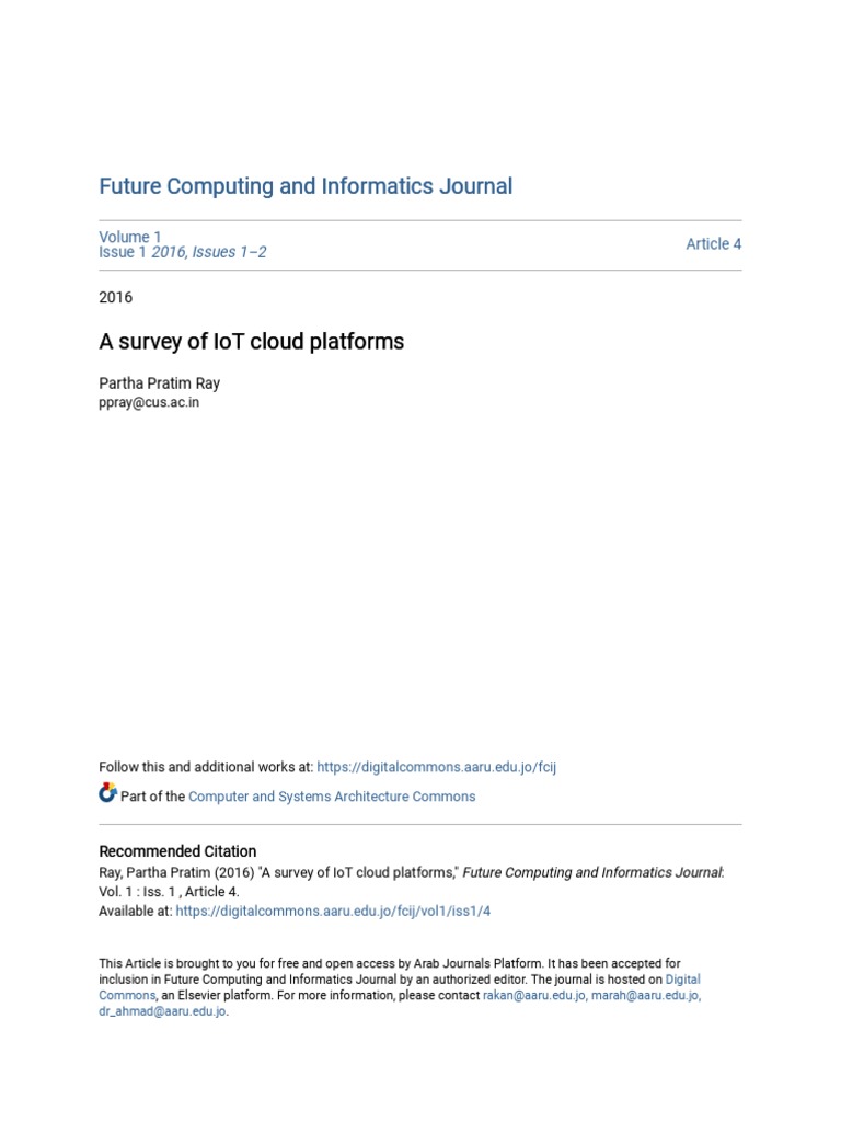 A Survey of IoT Cloud Platforms | PDF | Internet Of Things | Cloud ...