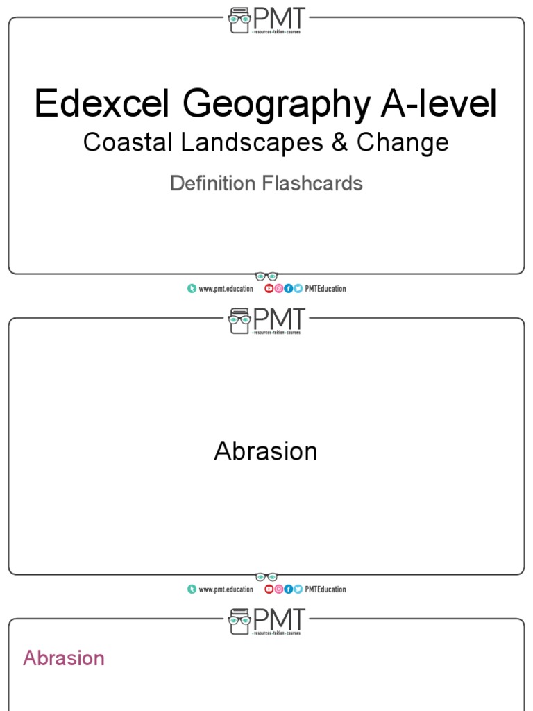 Flashcards Coastal Landscapes and Change Edexcel Geography ALevel