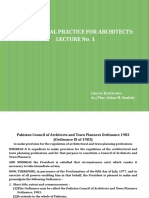 Professional Practice For Architects: Lecture No. 1: Course Instructor: Ar./Plnr. Azhar M. Sualehi