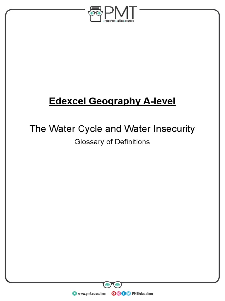 Glossary of Definitions The Water Cycle and Water Insecurity