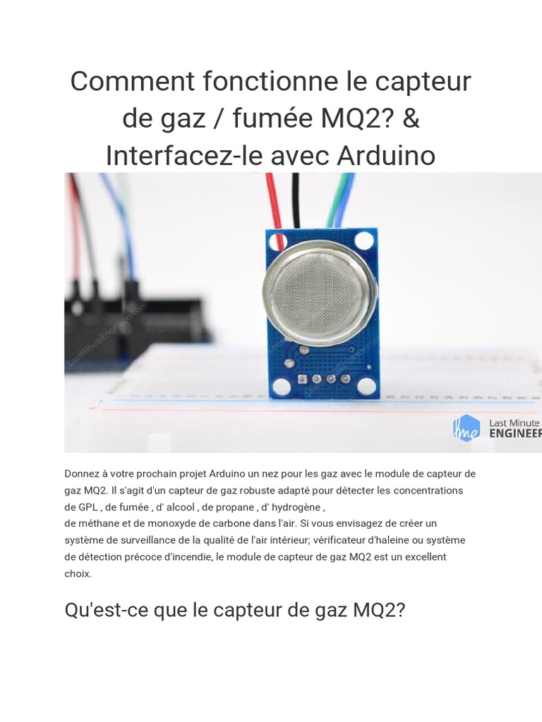 Comment utiliser le capteur de Gaz et de fumée MQ-5 avec Arduino