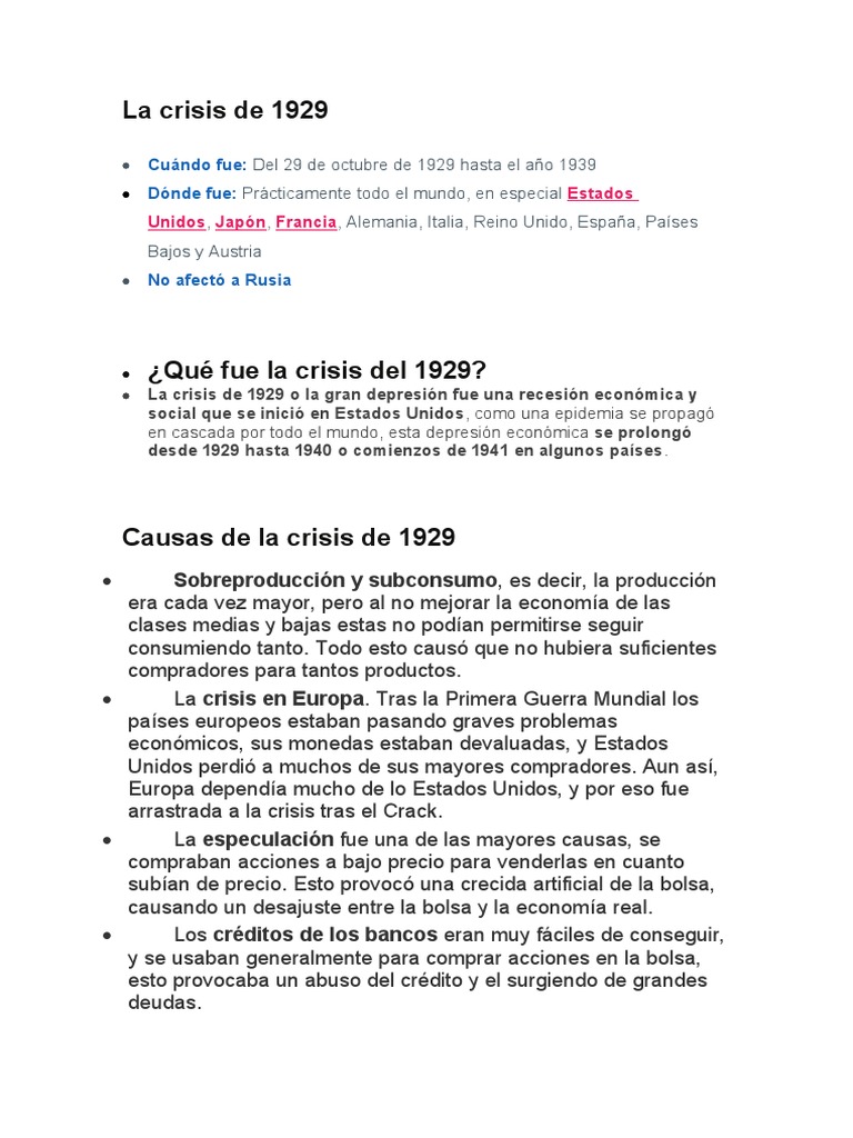 La Crisis de 1929 | PDF | Gran depresion | Nuevo acuerdo