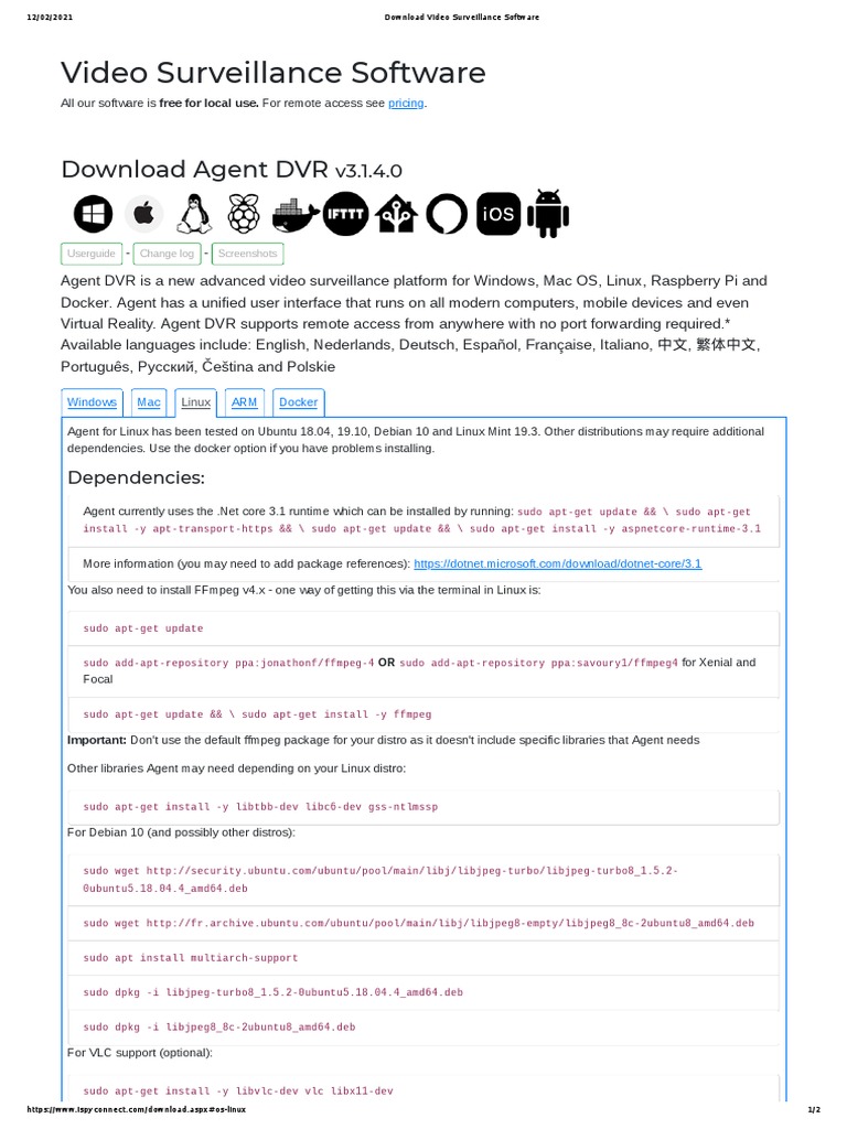 Video Surveillance Software | PDF | Linux Distribution | Sudo
