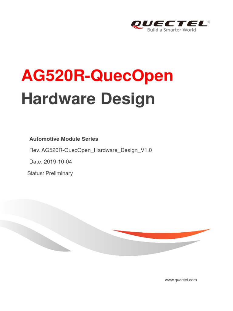 Quectel AG520R-QuecOpen Hardware Design V1.0 Preliminary 20191004 | PDF |  Cellular Network | Radio
