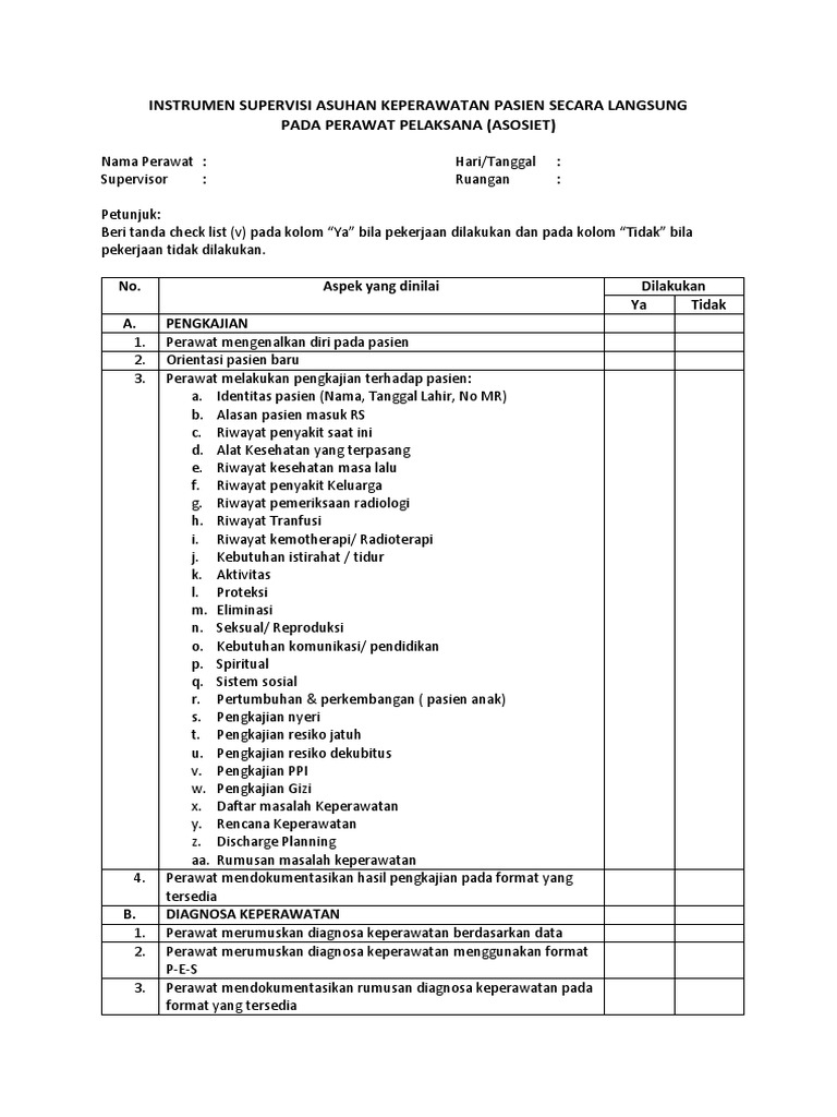Instrumen Supervisi Perawat | PDF