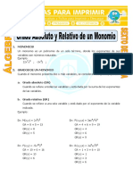 Grado Absoluto y Relativo de Un Monomio para Sexto de Primaria