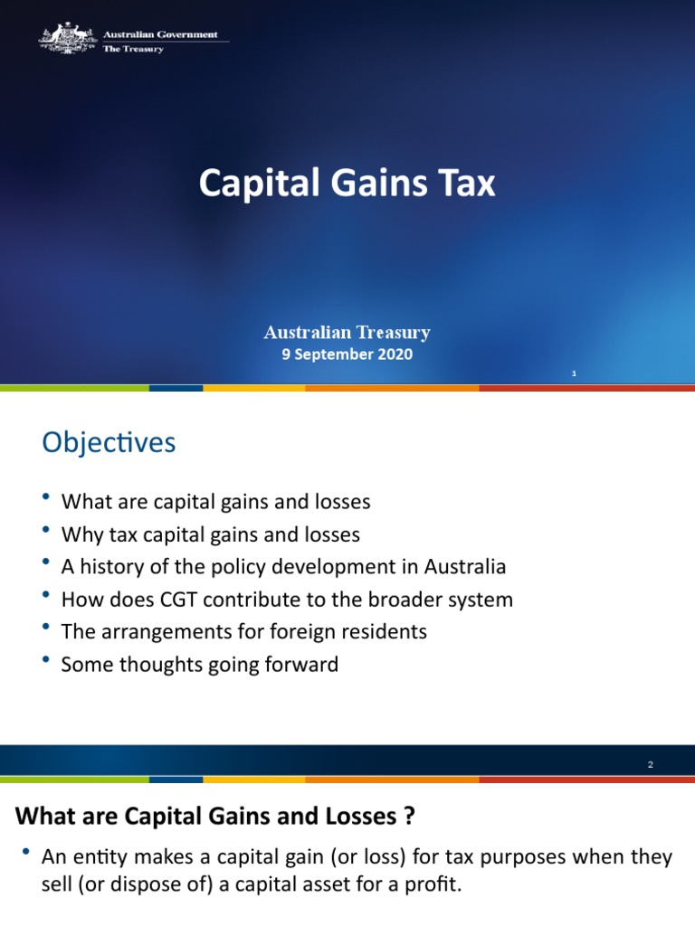 Capital Gains Tax Australian Treasury PDF Capital Gains Tax Taxes