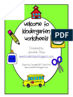Welcome To Kindergarten Worksheets: Created by Jennifer Tilton