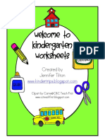 Kindergarten Worksheets for First Day of School