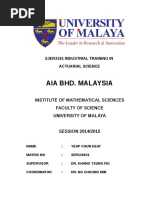 Aia Bhd. Malaysia: Institute of Mathematical Sciences Faculty of Science University of Malaya