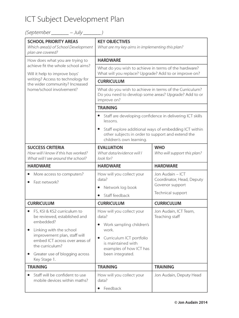 P - 225 - ICT Subject Development Plan | PDF | Educational Technology ...