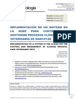 Implementación de Un Sistema en LA Nube para Controlar Y Gestionar Procesos Clínicos. Caso Veterinaria de Mascotas