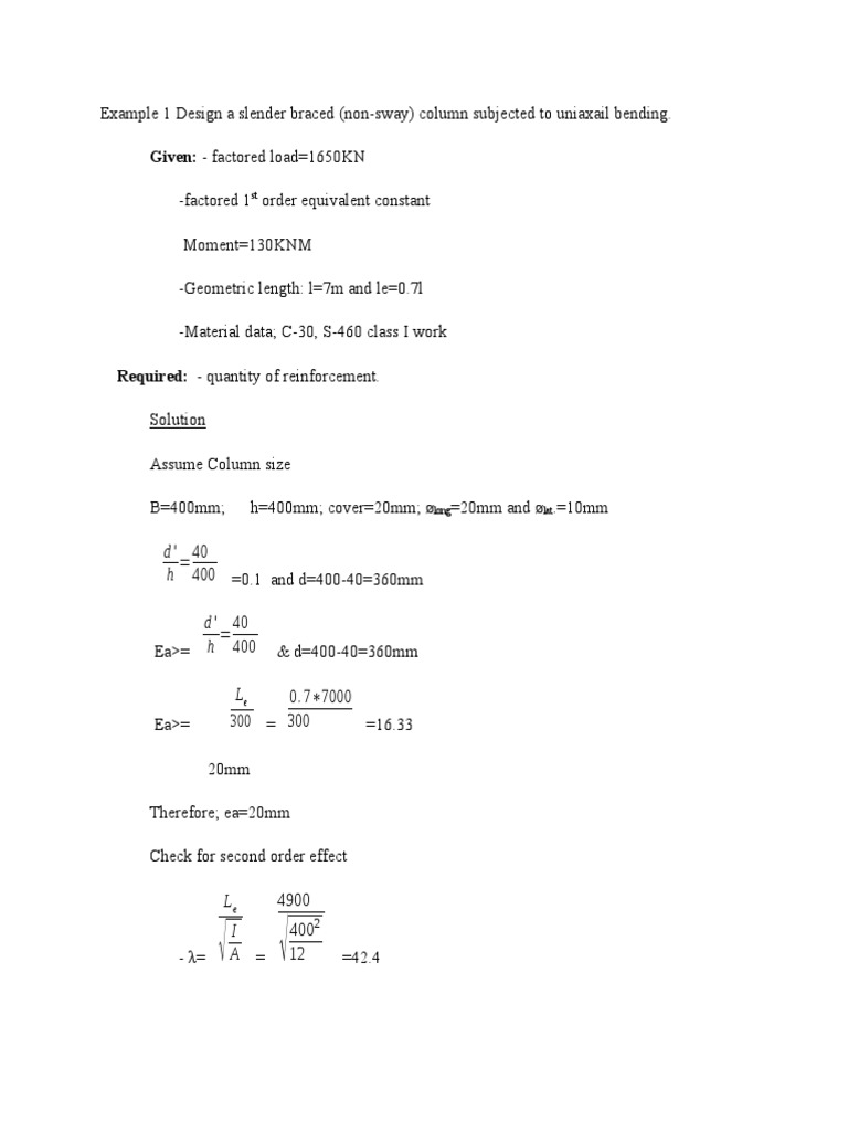 Example On Column Design | PDF | Teaching Mathematics | Mathematical ...