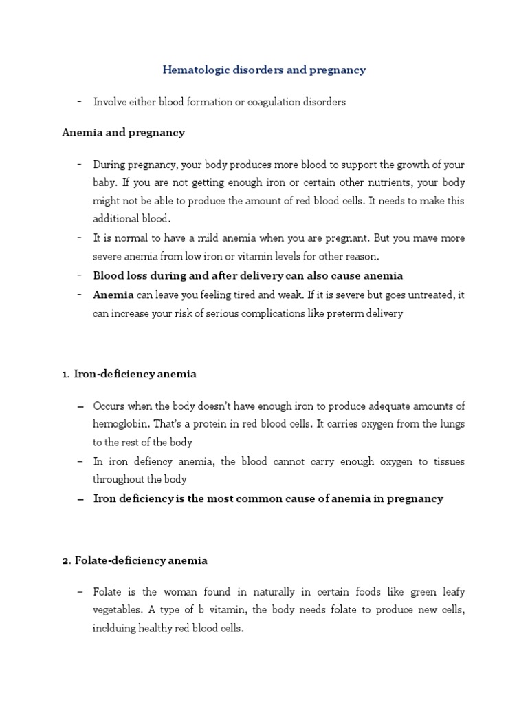 Hematologic Disorders and Pregnancy | PDF | Anemia | Pregnancy