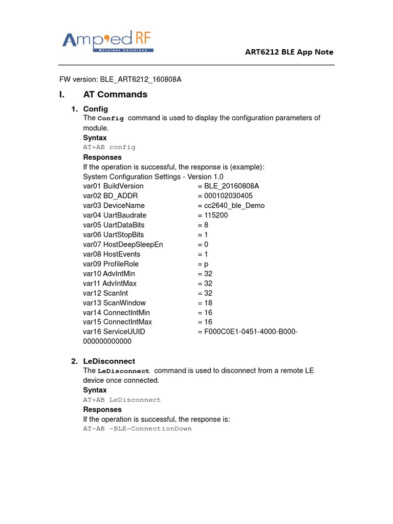 Ble Appnote Art6212 | PDF