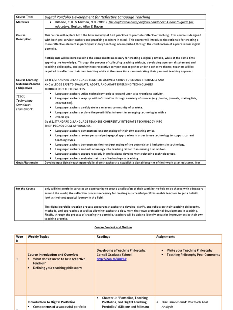 Sample Syllabus 2 Portfolio | PDF | Pedagogy | Teachers