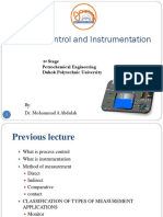 Process Control and Instrumentation: By: Dr. Mohammad A Abdulah