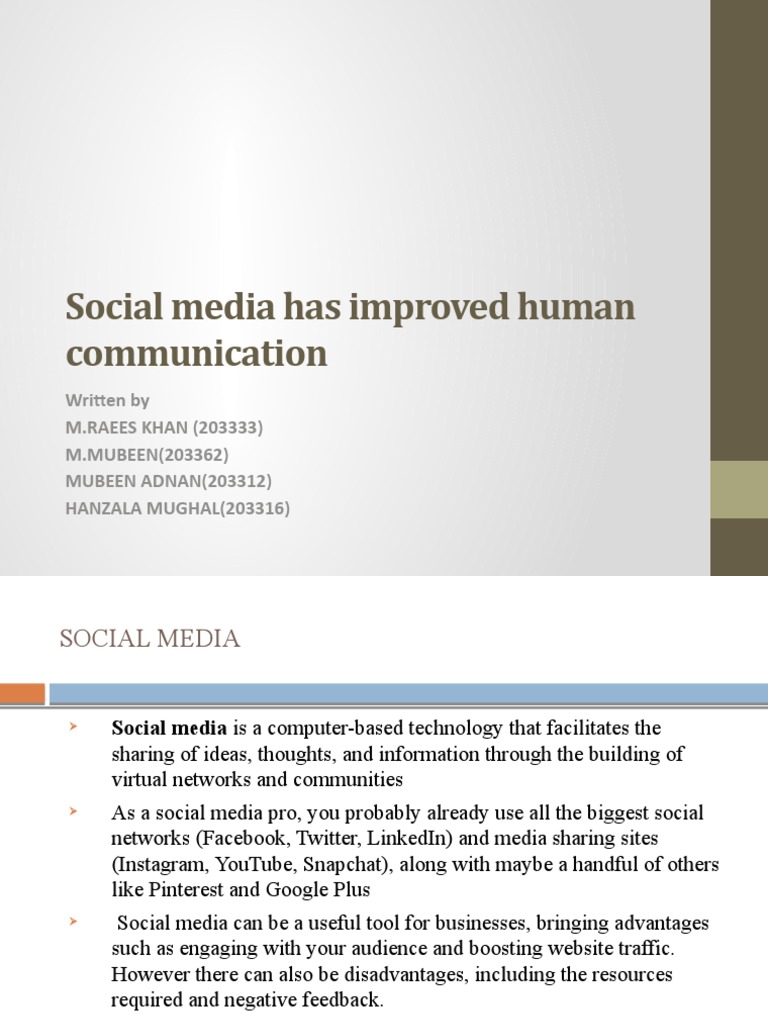 Social Media's Impact on Communication | PDF | Social Media | Popular ...