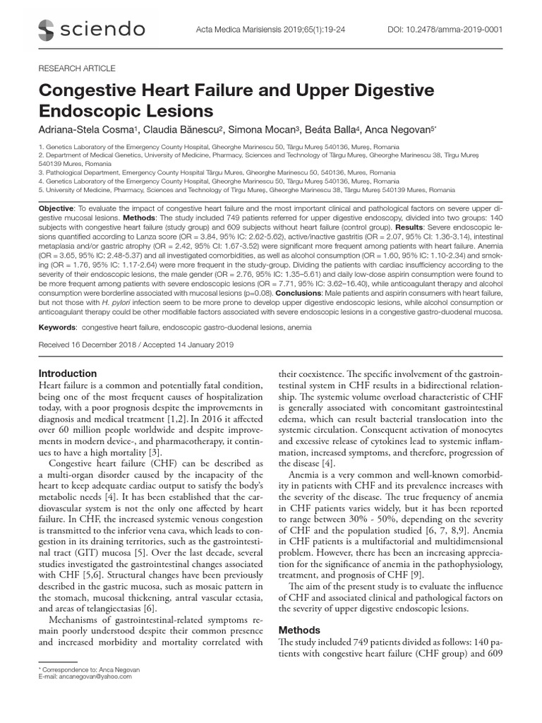 (22476113 Acta Marisiensis Seria Medica) Congestive Heart Failure and Upper Digestive