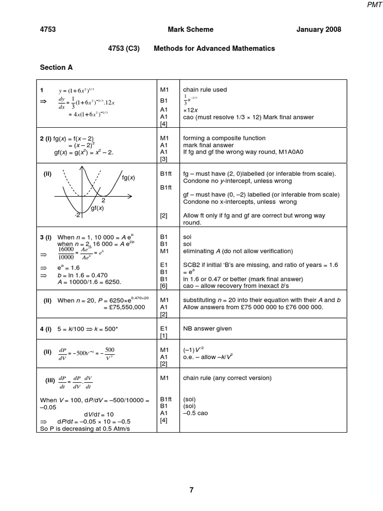 Advanced Math Methods Mark Scheme | PDF | Rates | Subtraction