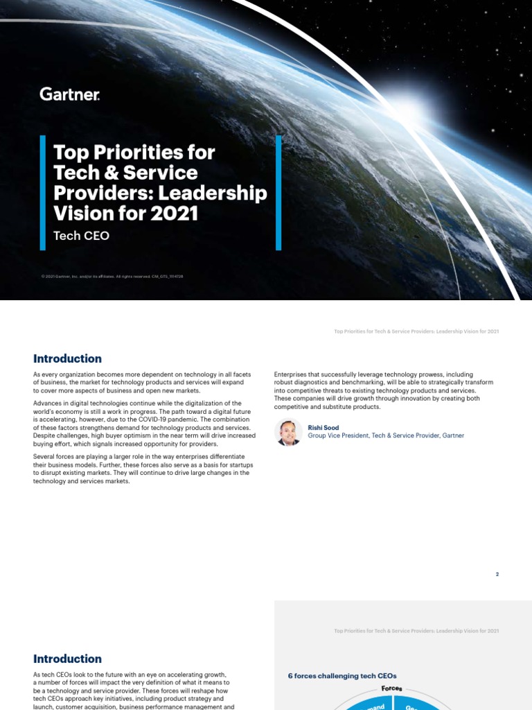 GARTNER Tech Ceos Top Priorities For Tech Service Providers Leadership