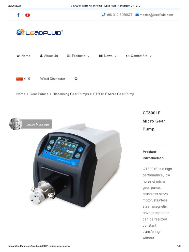 CT3001F Micro Gear Pump Lead Fluid Technology Co., LTD PDF
