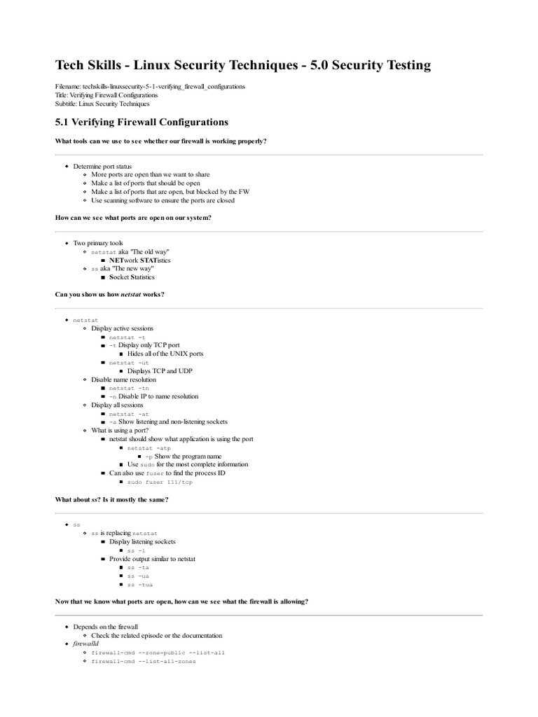 Linux Firewall Configuration Testing Guide | PDF | Port (Computer ...