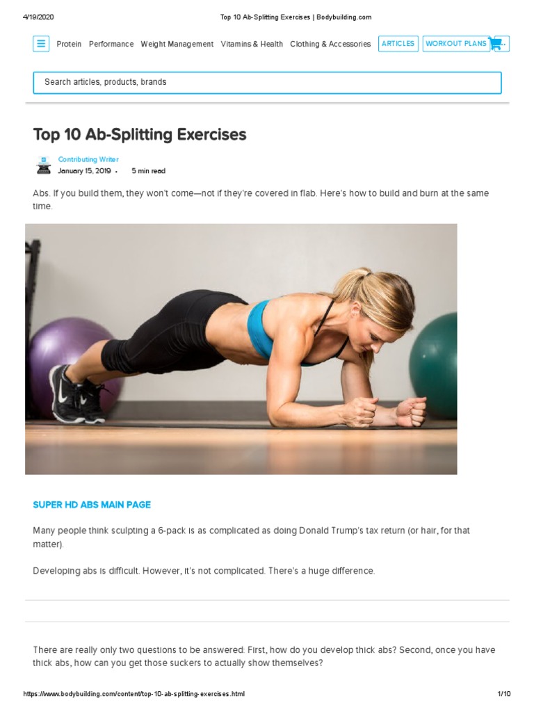 Top 10 Ab-Splitting Exercises | PDF | Kettlebell | Anatomical Terms Of ...