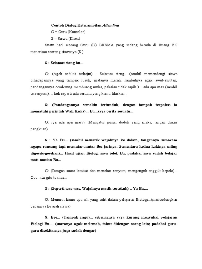 Contoh Dialog Keterampilan Attending