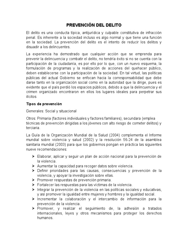 Prevención del Delito y Seguridad | PDF | Prevención del crimen ...