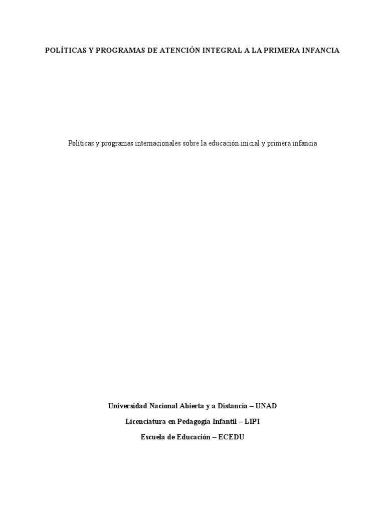 Atención Integral a la Primera Infancia | PDF | Educación de la primera ...