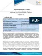 Syllabus de Curso Diseño Industrial y de Servicios