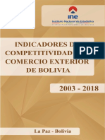 INDICADORES DE COMPETITIVIDAD DEL COMERCIO EXTERIOR DE BOLIVIA 2003-2018