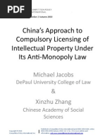 Download Chinas Approach To Compulsory Licensing Of Intellectual Property Under Its AntiMonopoly Law by GlobalEcon SN50892247 doc pdf
