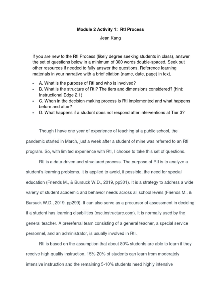 m2 Act1 Response To Intervention | PDF | Special Education | Teachers
