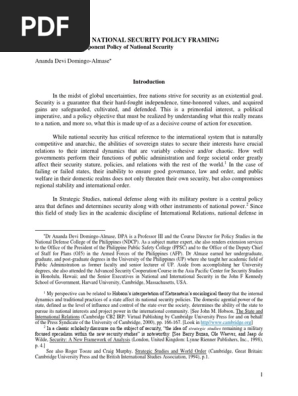 Perspective on National Security Policy
