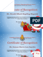 Certificate of Recognition: Mr. Jhondel Mhark Magtibay Maganda
