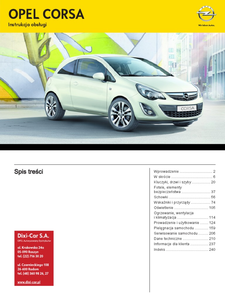 Instrukcja Obsługi Opel Corsa D 2006