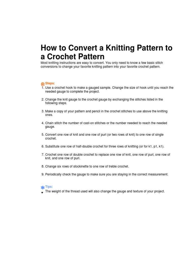 How to Convert a Knitting Pattern to a Crochet Pattern Tejido de