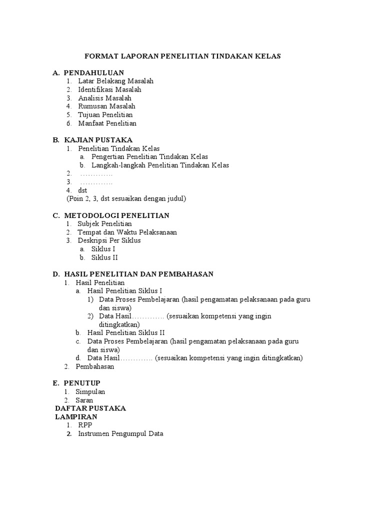 Format Laporan PTK | PDF